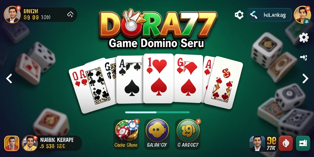 Screenshot DORA77 menunjukkan pemain menikmati permainan Domino secara online.