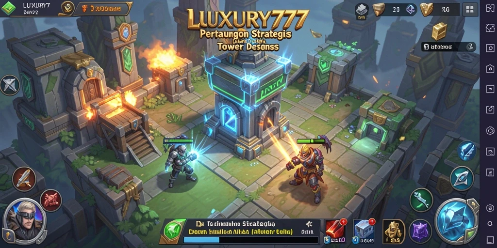 Tampilan gameplay menara yang menegangkan dalam LUXURY777.
