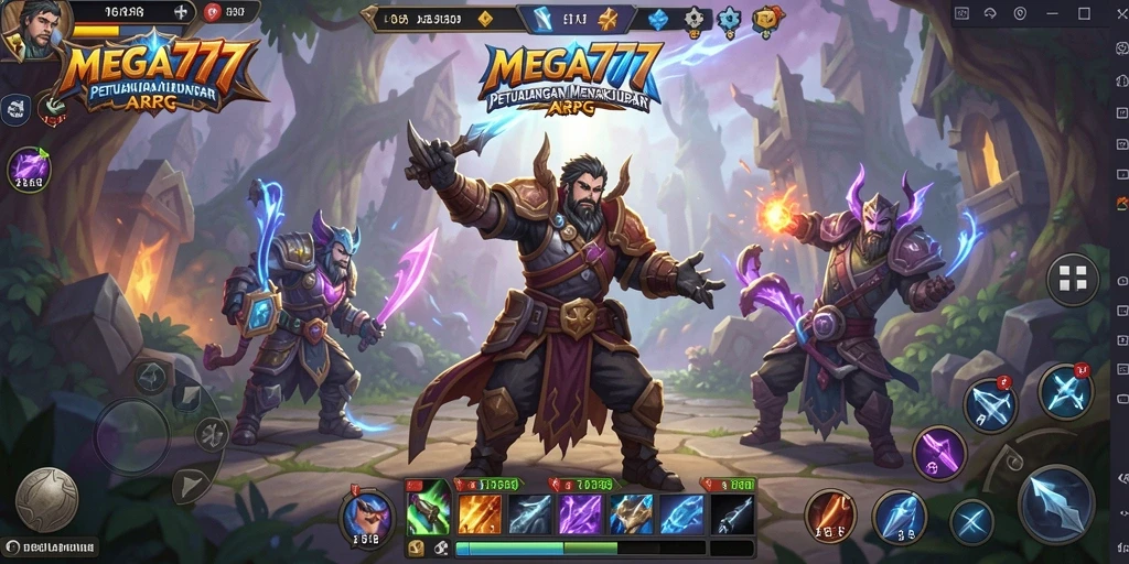 Tampilan aksi epik dalam permainan MEGA777 ARPG.