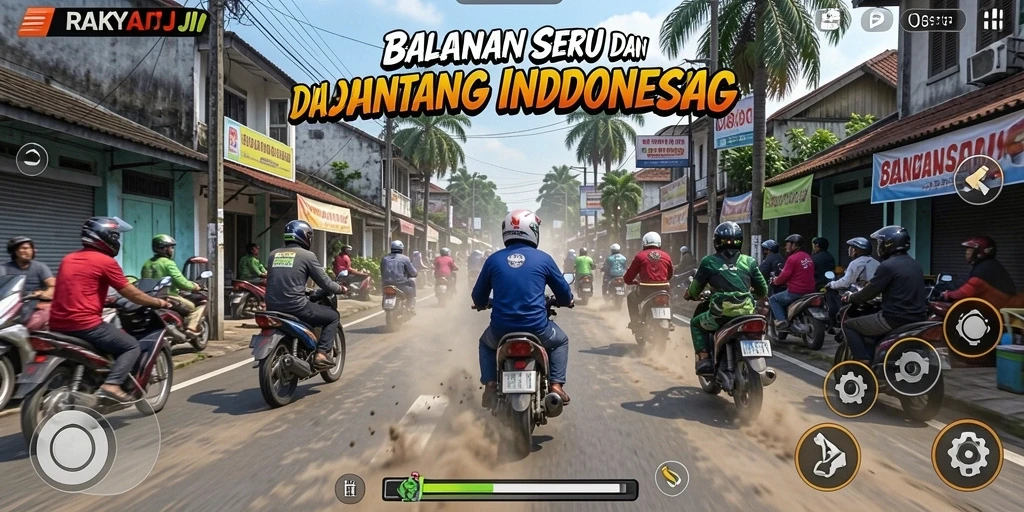 Screenshot RAKYATJP menunjukkan aksi balapan mendebarkan di jalanan Indonesia.